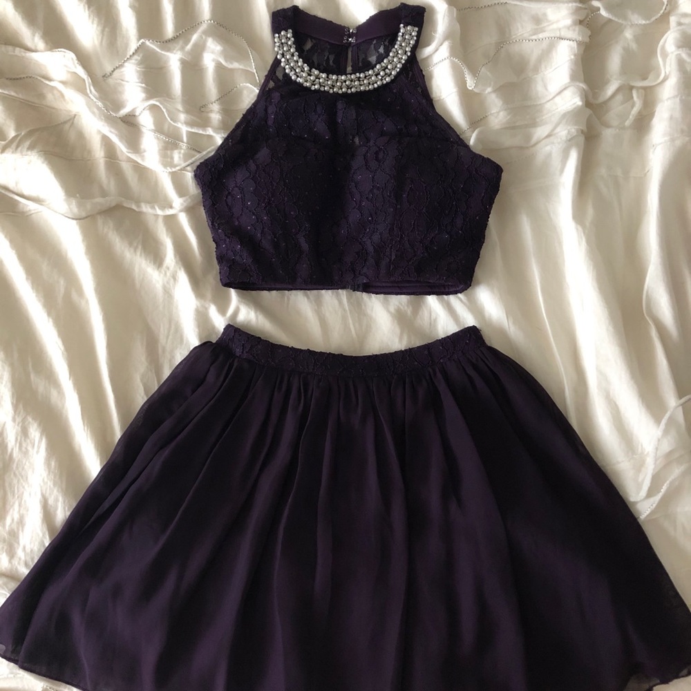 formal purple two piece set